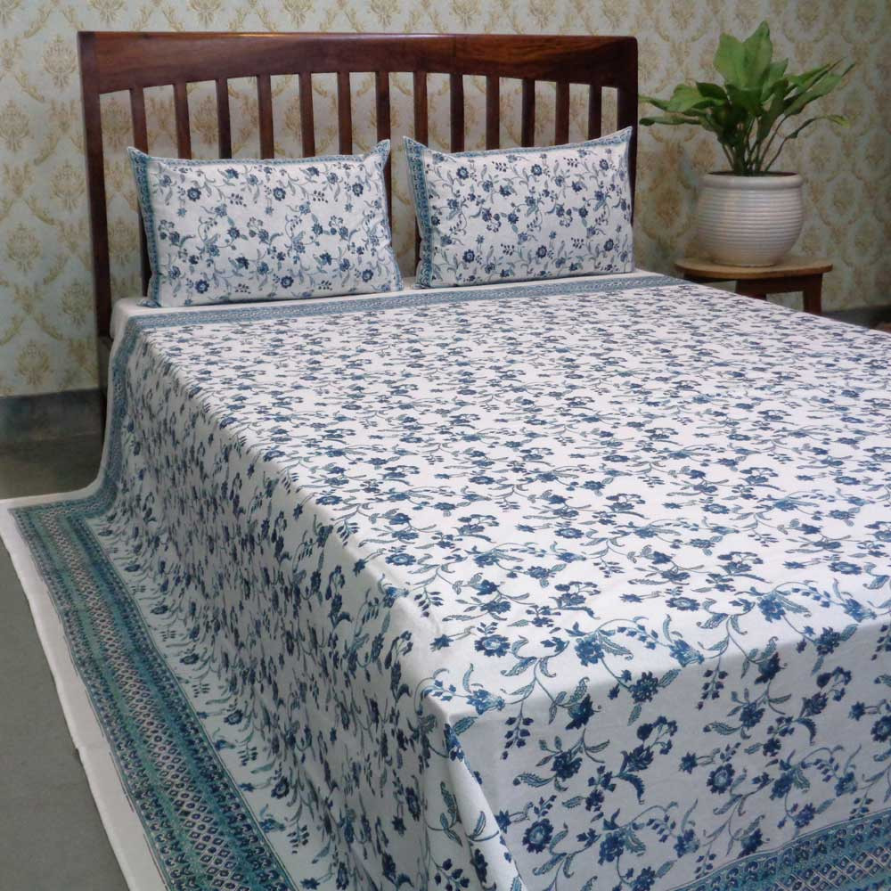 Hand Block Printed Cotton Queen Size Bedspread 104515