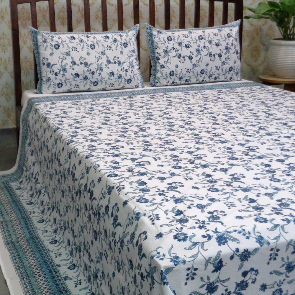 Hand Block Printed Cotton Queen Size Bedspread 104515