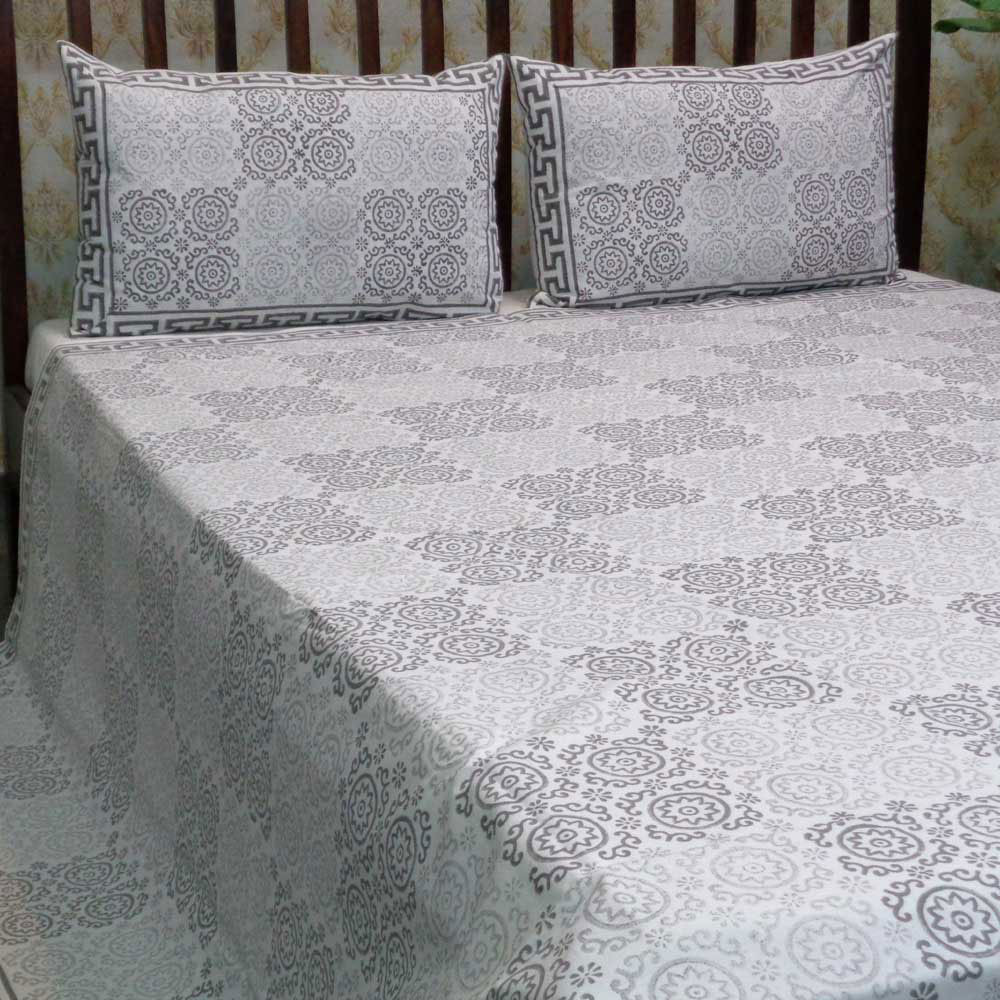 Hand Block Printed Cotton Queen Size Bedspread  104523