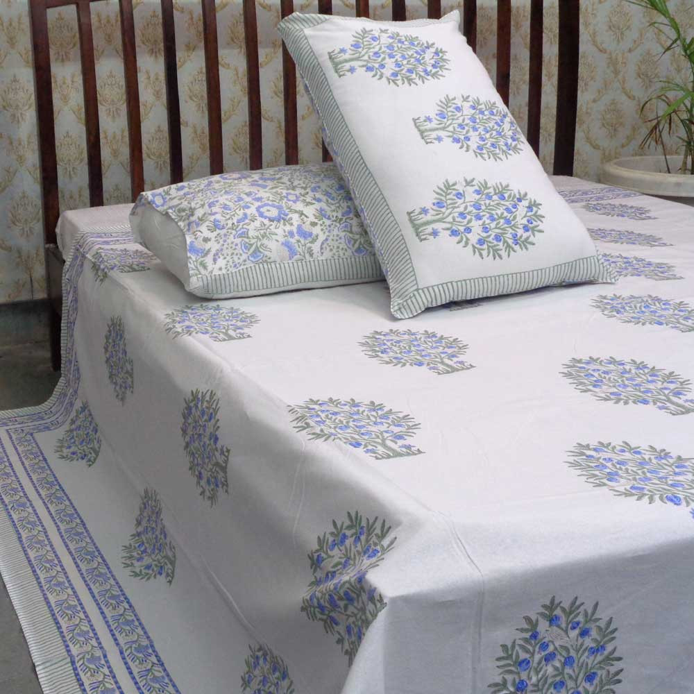 Hand Block Printed Cotton Queen Size Bedspread  208044