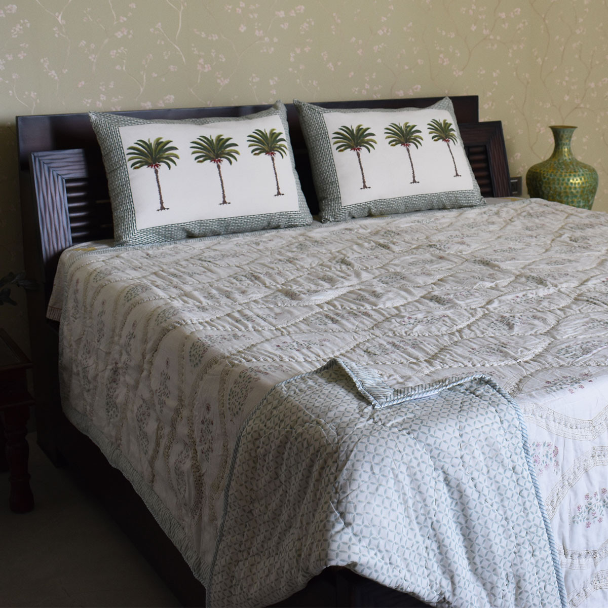 Hand Block Printed Cotton Queen Size Quilt 200713