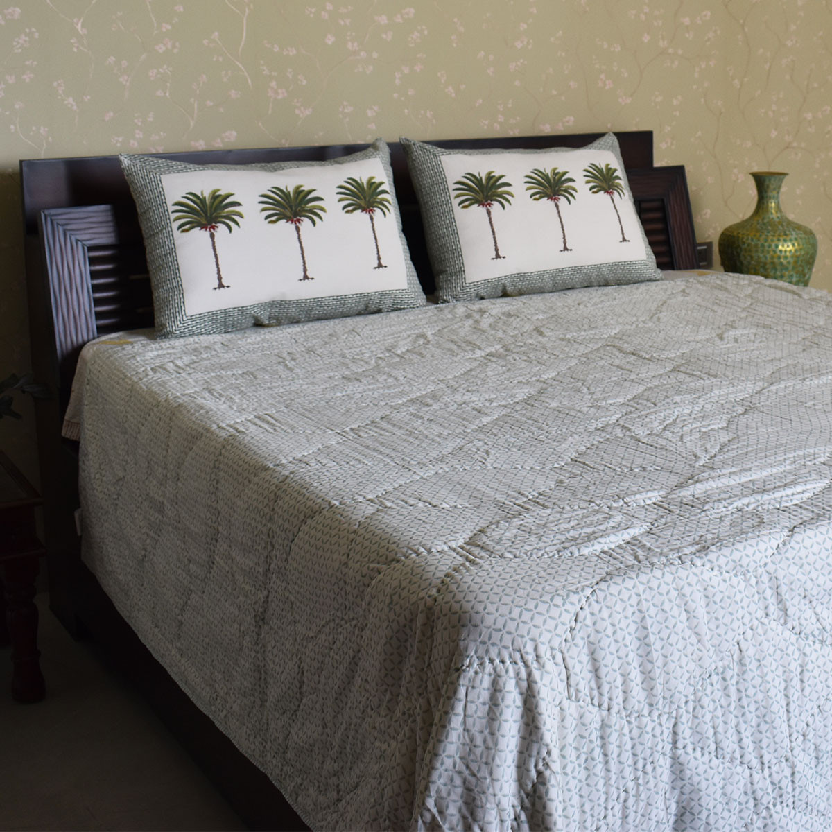 Hand Block Printed Cotton Queen Size Quilt 200713