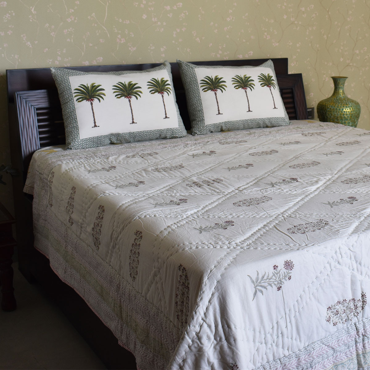 Hand Block Printed Cotton Queen Size Quilt 200722