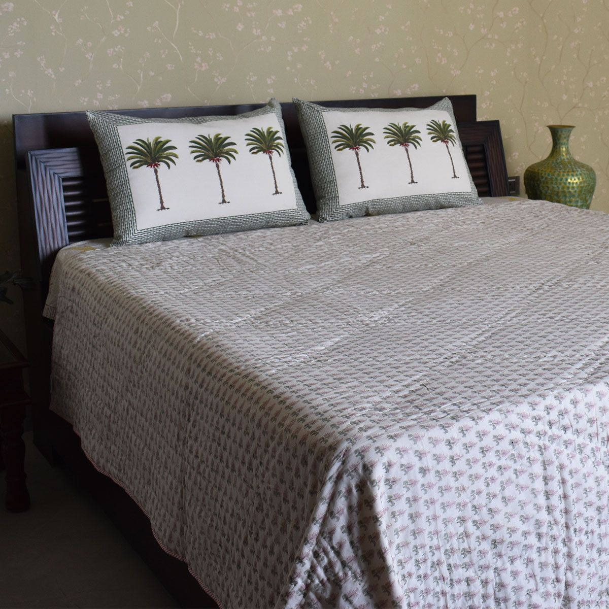 Hand Block Printed Cotton Queen Size Quilt 200722