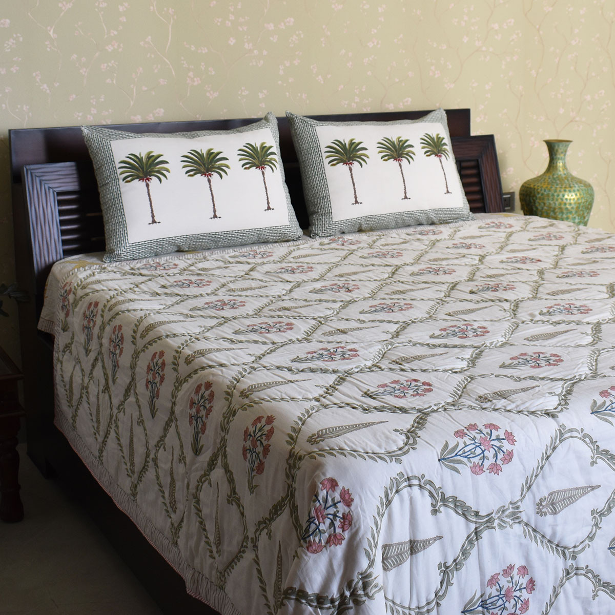 Hand Block Printed Cotton Queen Size Quilt 200730