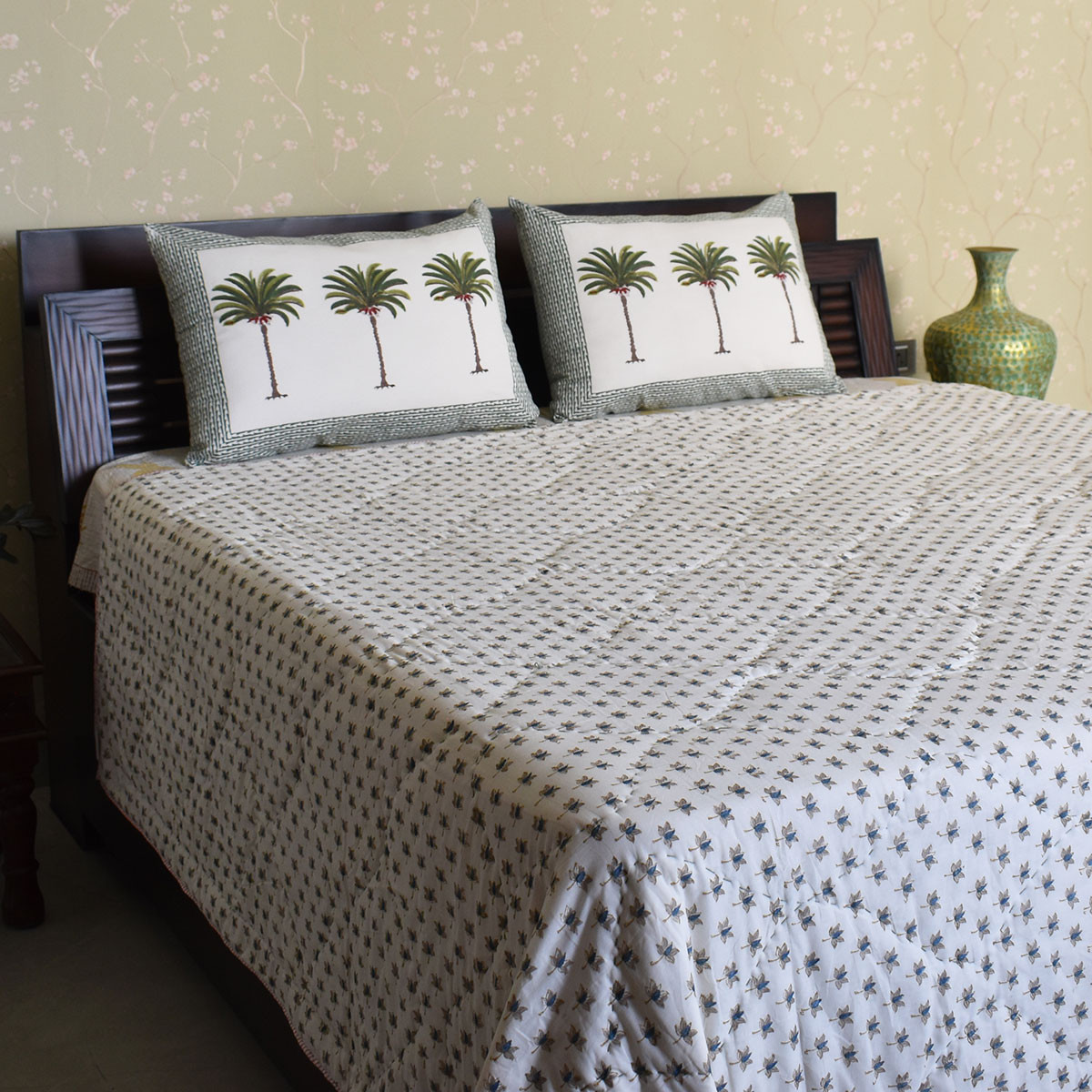 Hand Block Printed Cotton Queen Size Quilt 200730