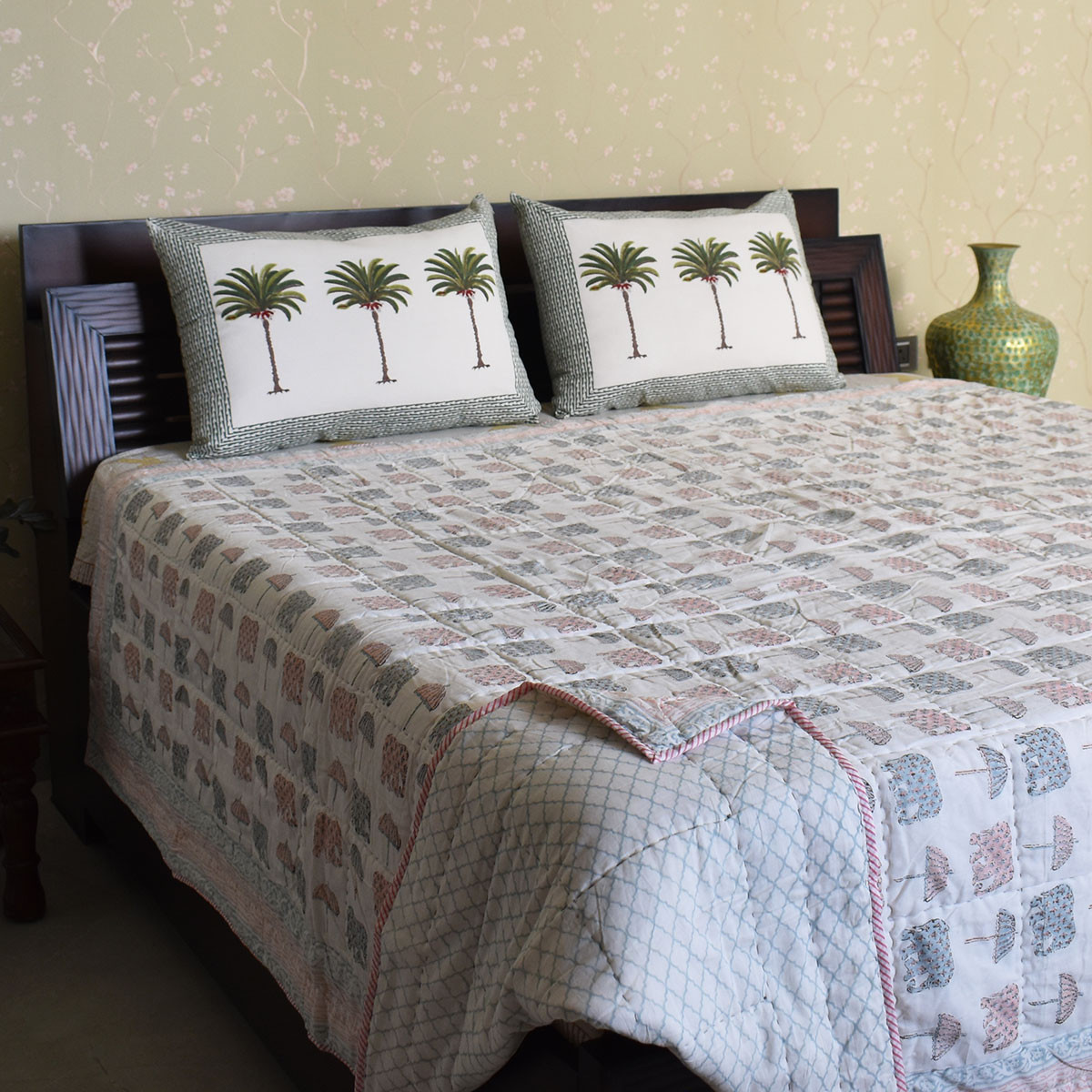 Hand Block Printed Cotton Queen Size Quilt  200738