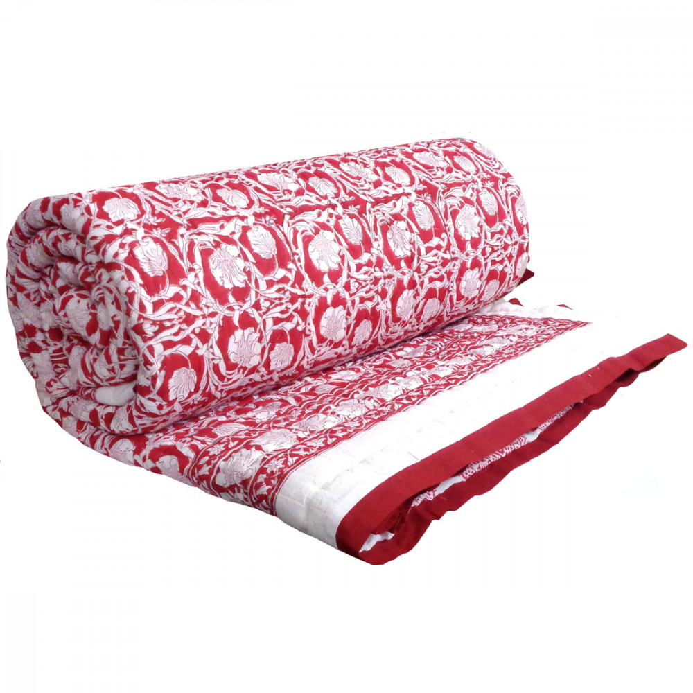 Image of Hand Block Printed Cotton Quilt King Size | Bauhaus Lolipop 502191