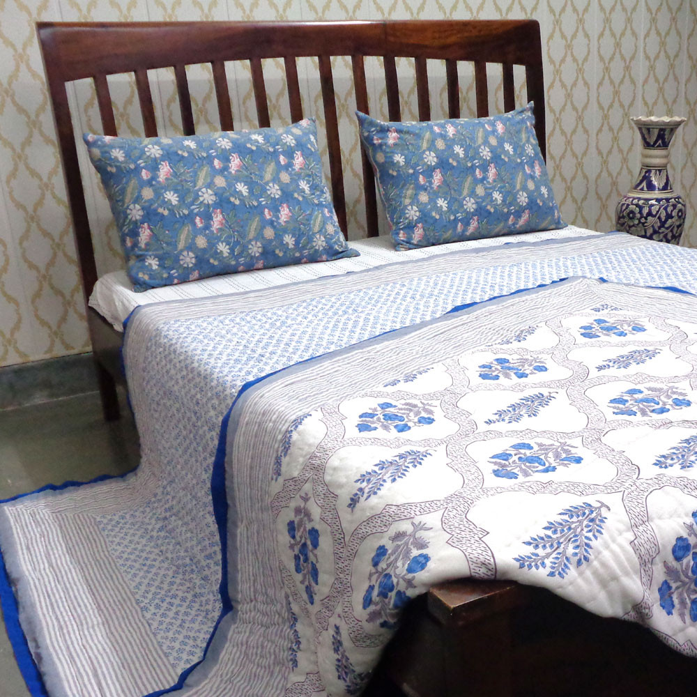 Hand Block Printed Cotton Quilt King Size Shehnaaz Boota 206961