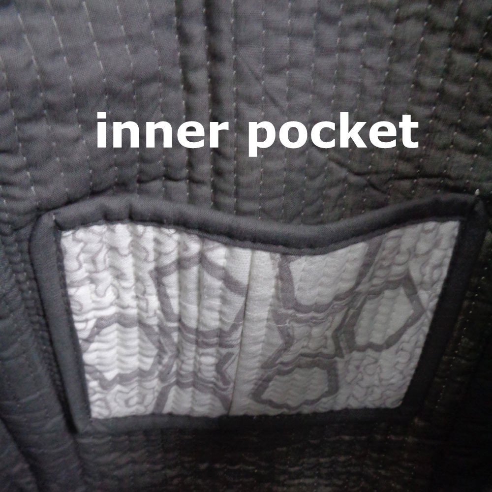 Hand Block Printed Cotton Quilted Tote Bag Geo Chokri Grey 206186