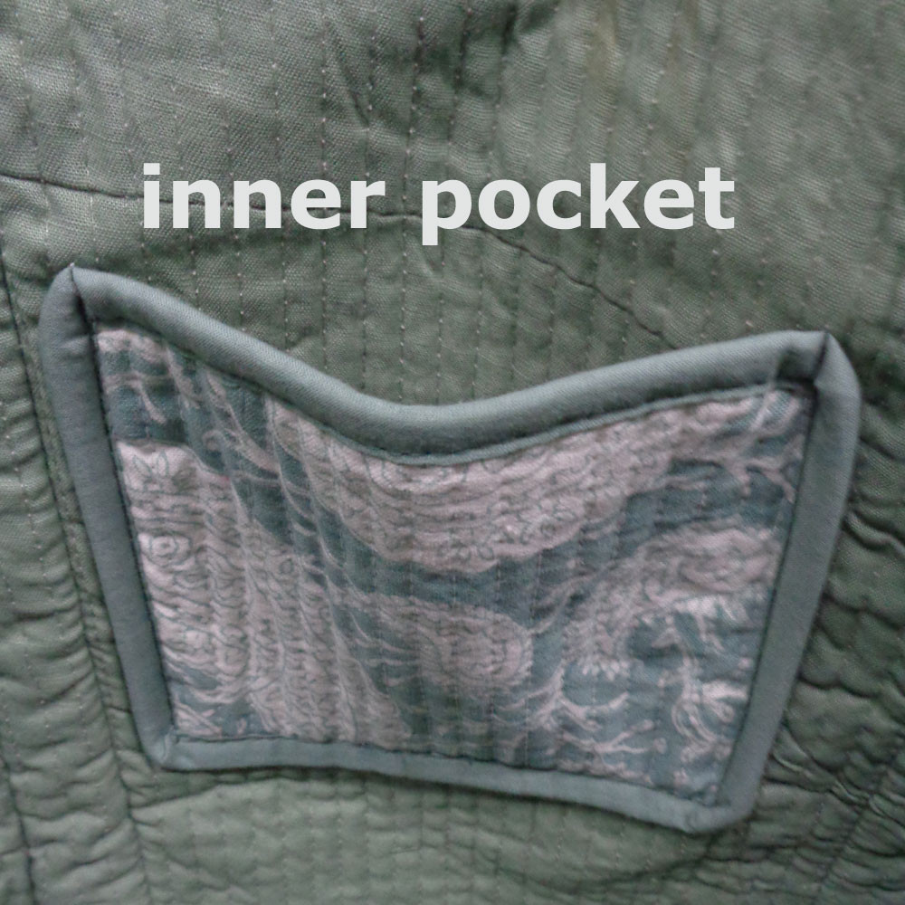 Hand Block Printed Cotton Quilted Tote Bag  Ambi Mineral Blue Gud 201582