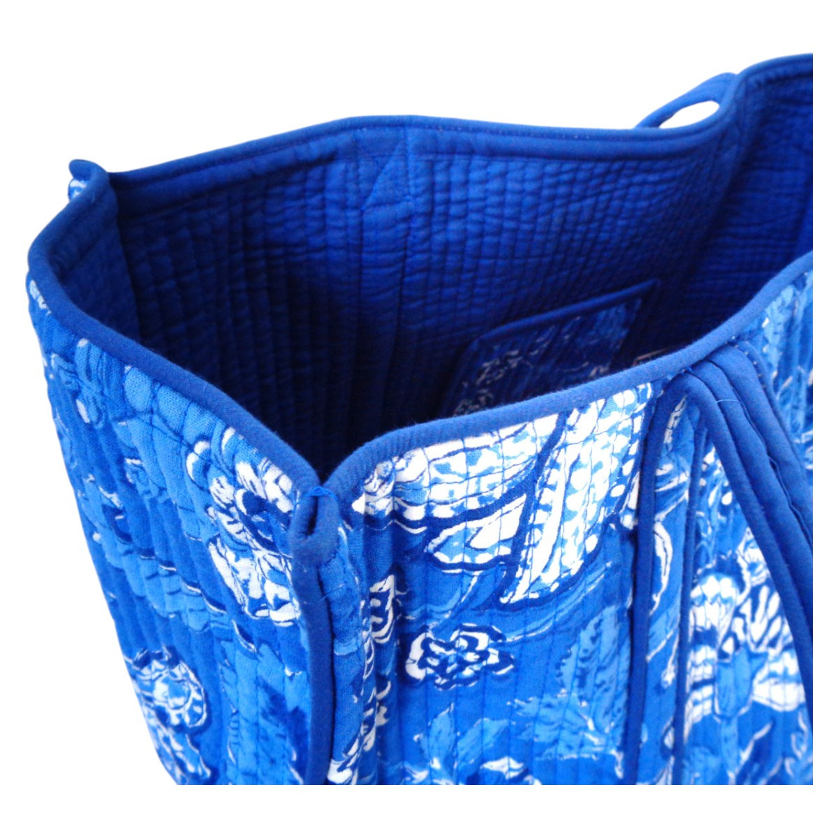 Hand Block Printed Cotton Quilted Tote Bag Anarkali Blue Gud 106797