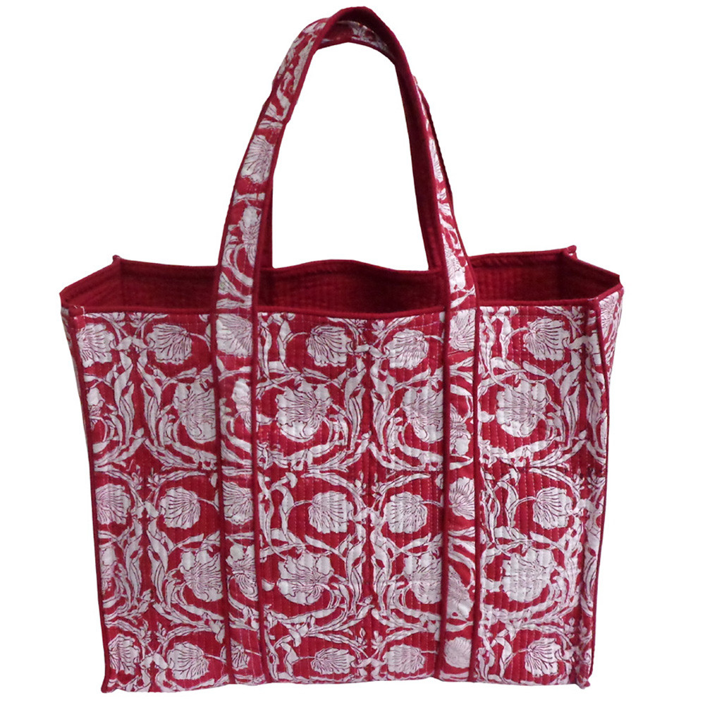 Image of Hand Block Printed Cotton Quilted Tote Bag | Bauhaus Lolipop 502191