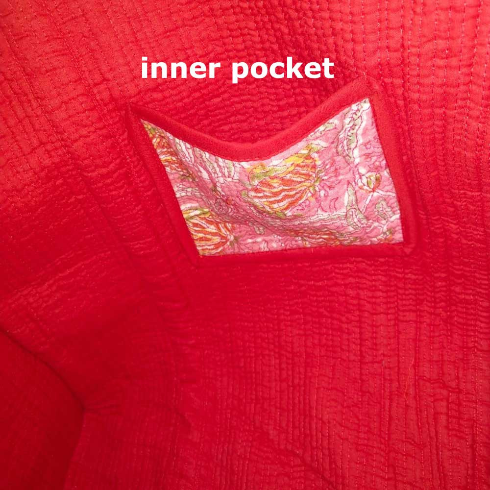 Hand Block Printed Cotton Quilted Tote Bag Frost Pink Floral 202816