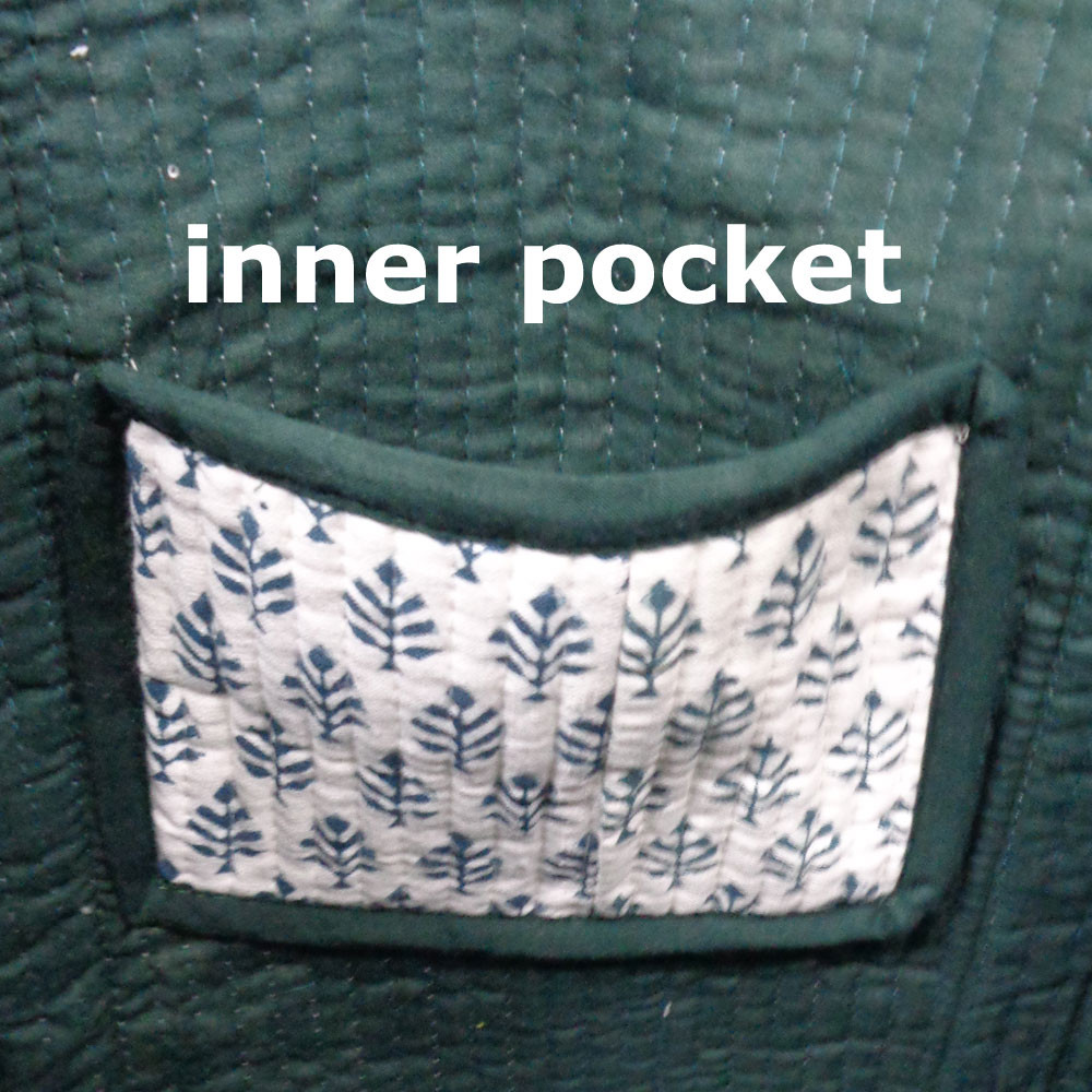 Hand Block Printed Cotton Quilted Tote Bag Neem Majolika 102625