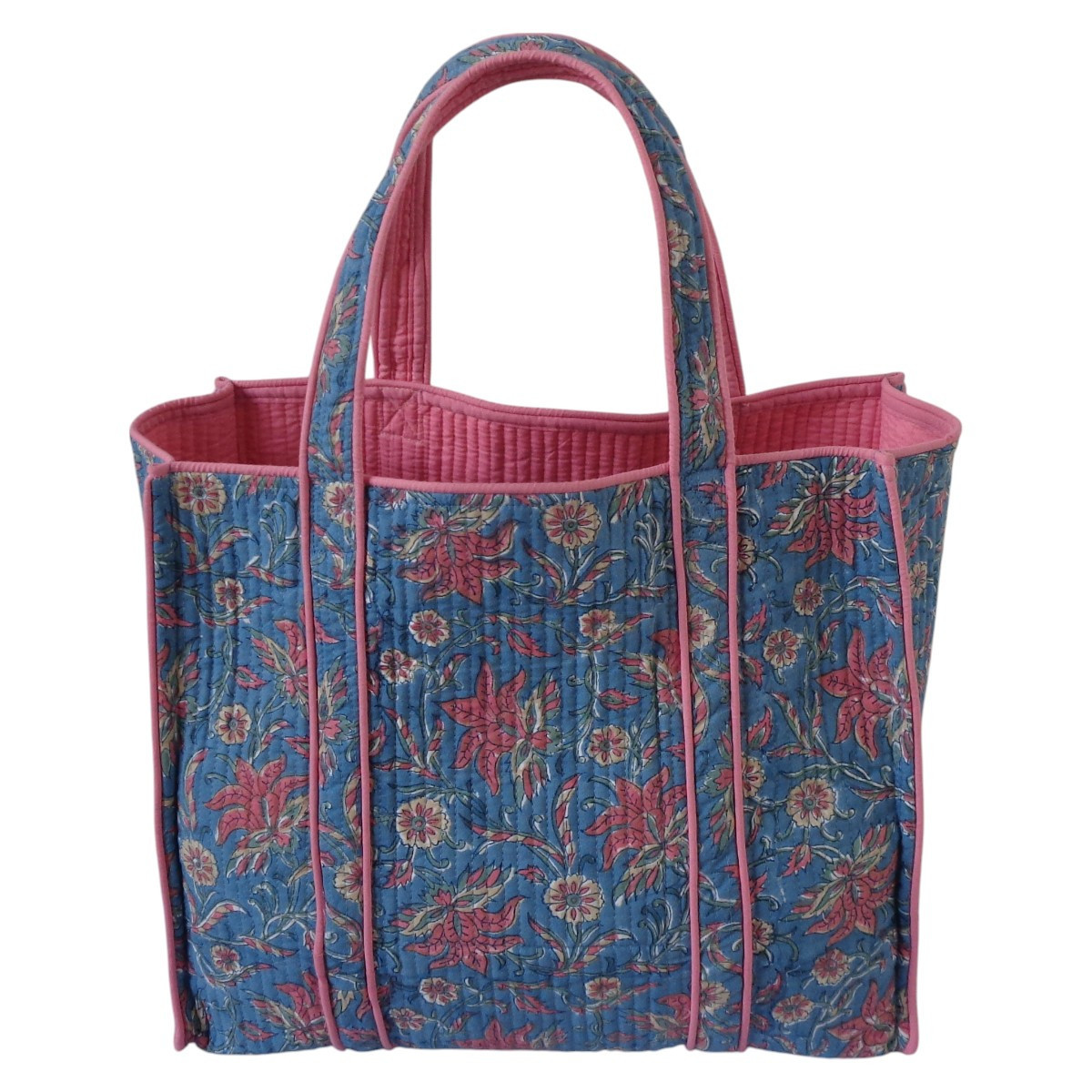 Hand Block Printed Cotton Quilted Tote Bag Rohini 204391