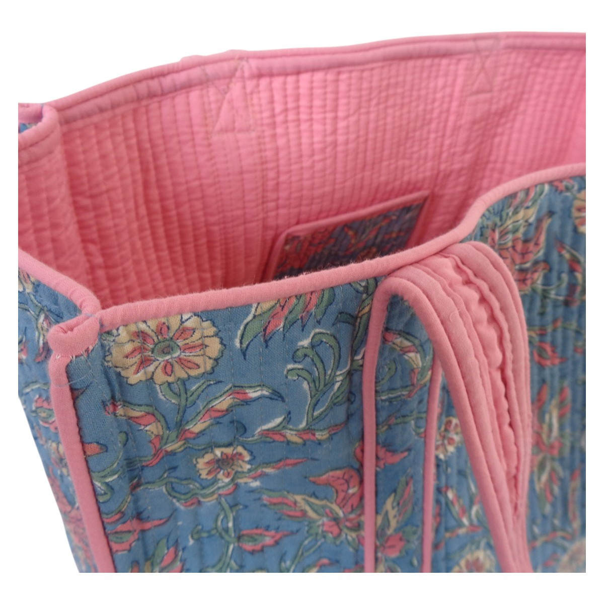 Hand Block Printed Cotton Quilted Tote Bag Rohini 204391