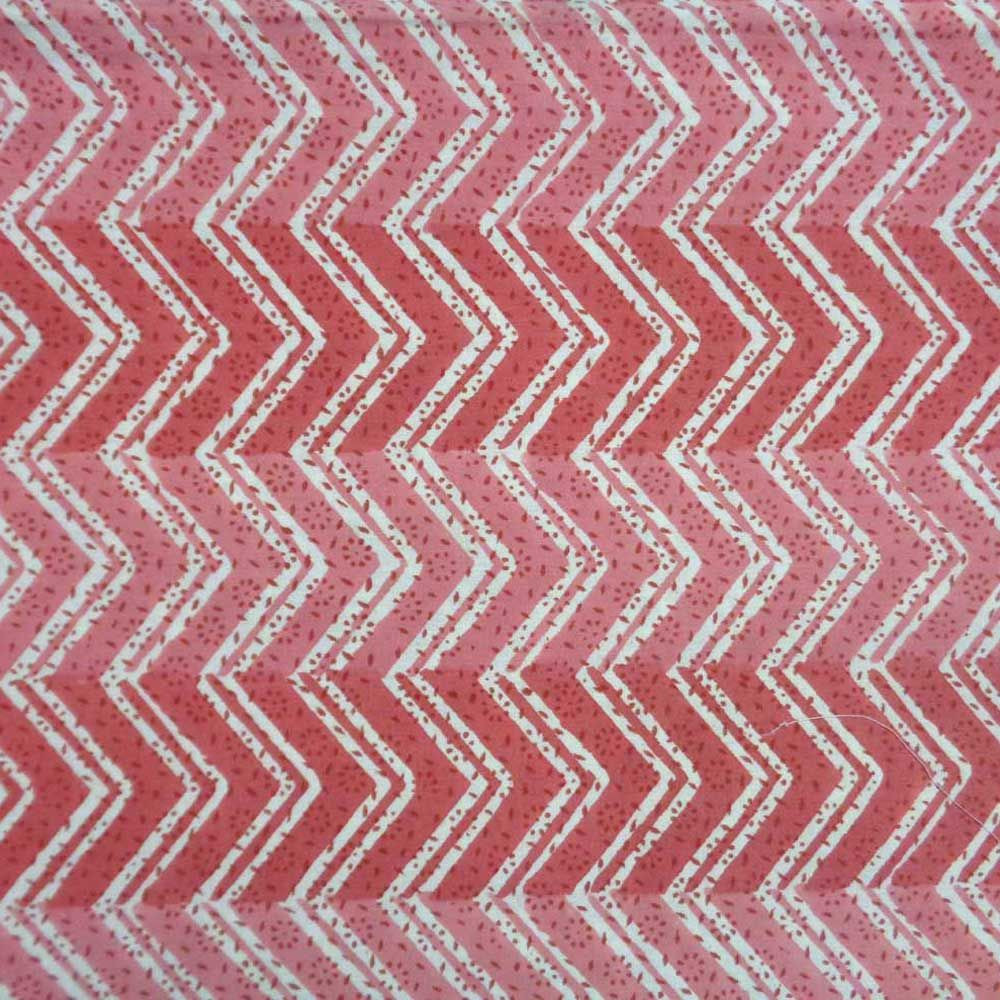 Hand Block Printed Cotton Tablecloth 150x220 Chevron Pink 9304