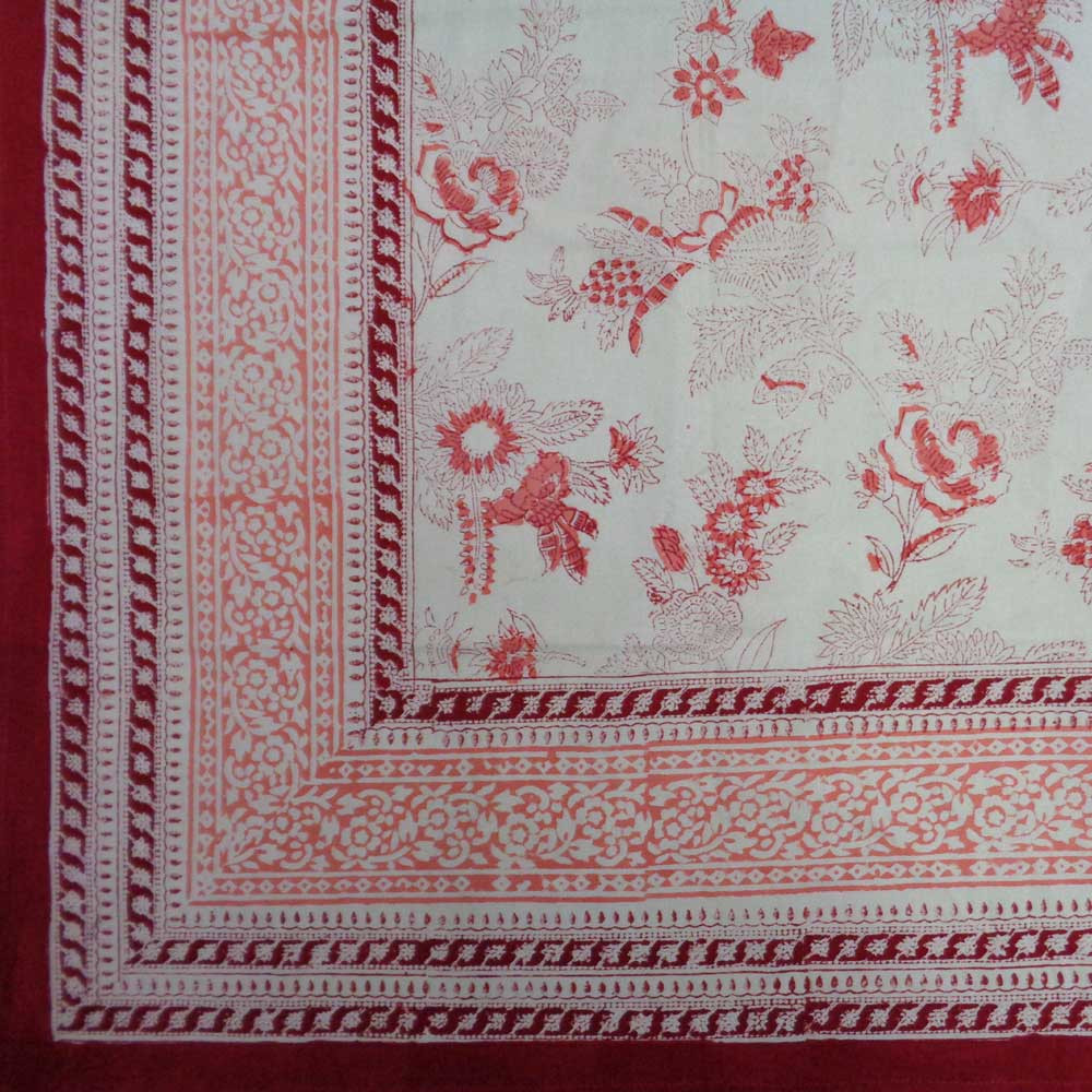Hand Block Printed Cotton Tablecloth 150x220  Datta Gulab Jaal 109110