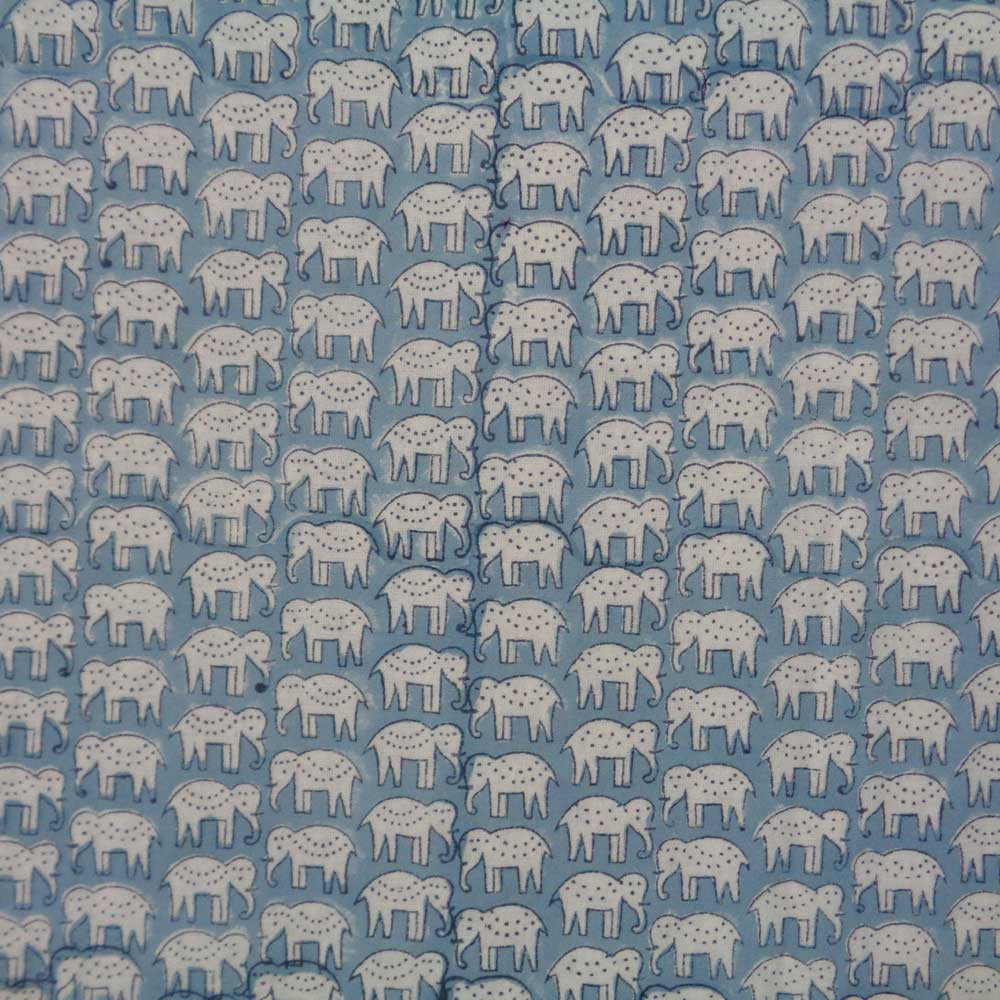 Hand Block Printed Cotton Tablecloth 150x220  Elephant Blue 103474