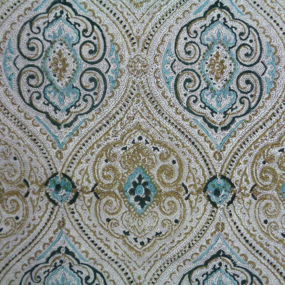 Hand Block Printed Cotton Tablecloth 150x220  Imperial Jade Olive 103484