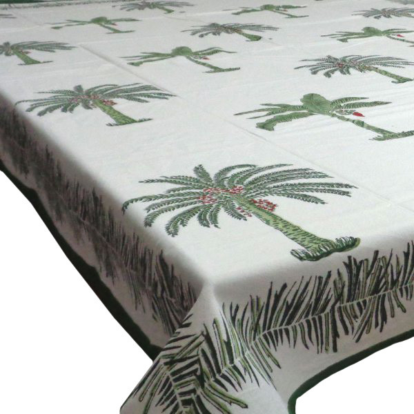Hand Block Printed Cotton Tablecloth 150x220 Khajoor 102372