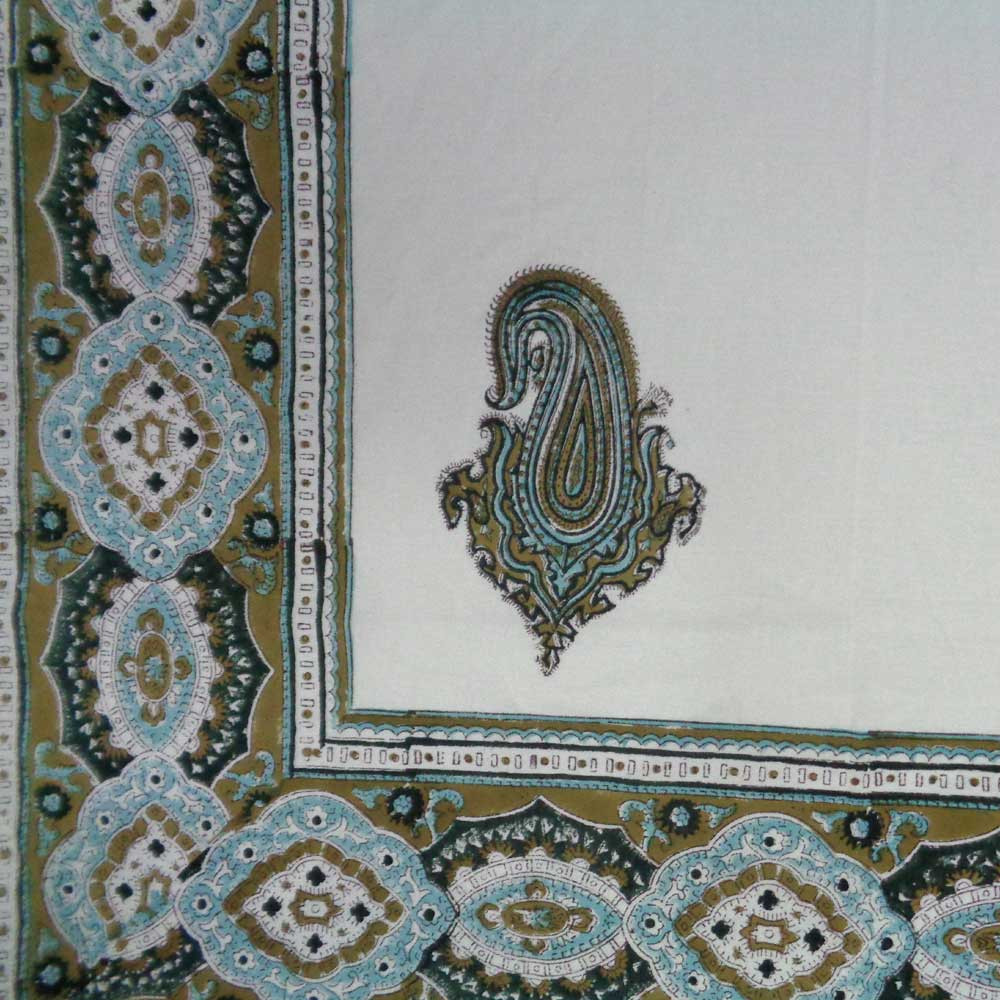 Hand Block Printed Cotton Tablecloth 150x220 Paisley Patti 103476