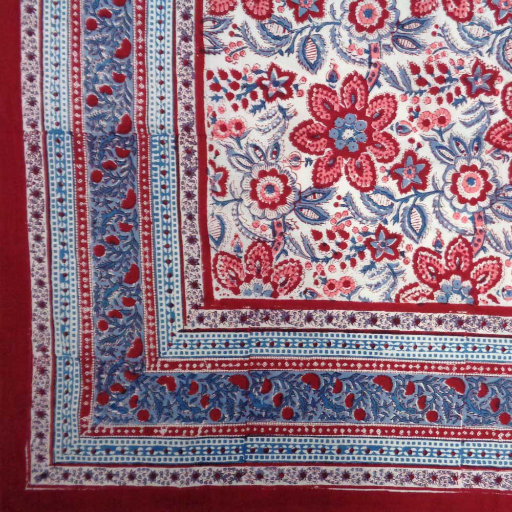 Hand Block Printed Cotton Tablecloth 150x220 Rakhi Phool 109120