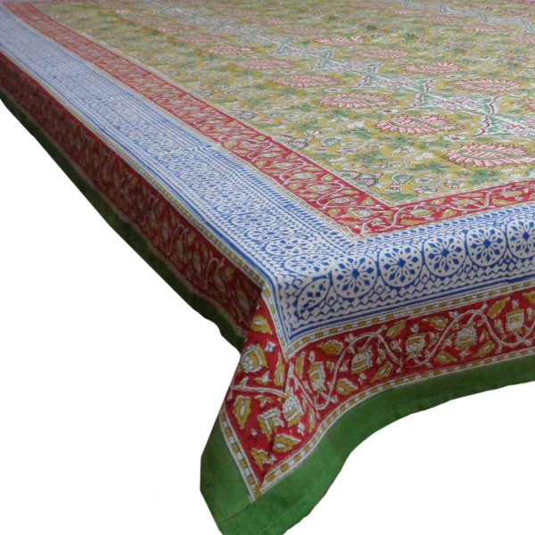 Hand Block Printed Cotton Tablecloth 150x220 Ratlami Gud 0884