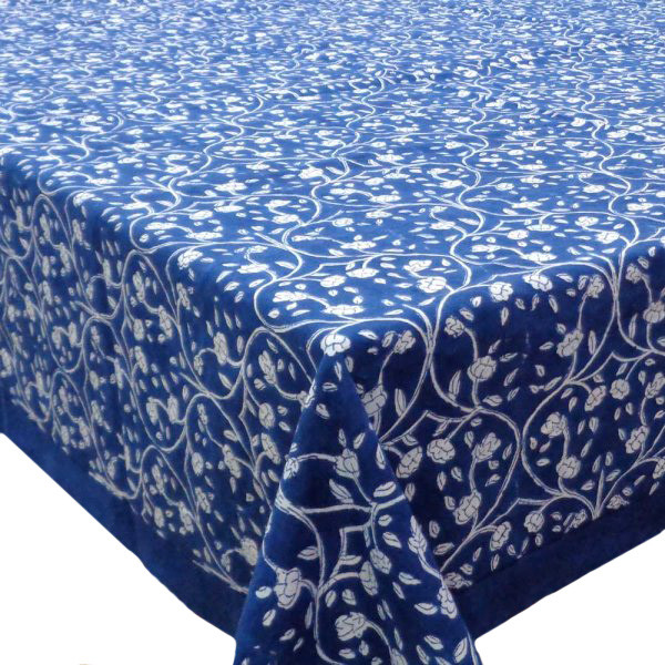 Hand Block Printed Cotton Tablecloth 150x220  Vine Leaves Gud 104916