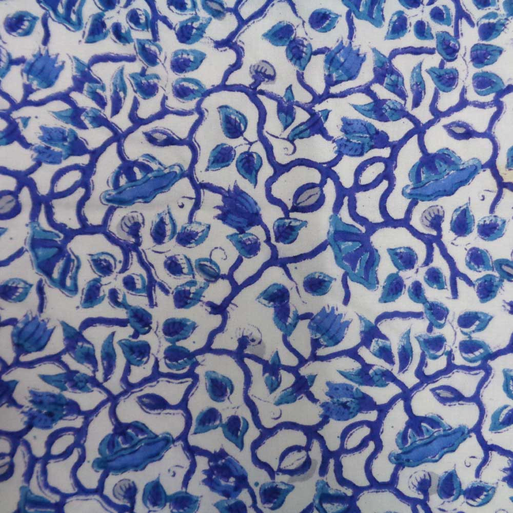 Hand Block Printed Cotton Tablecloth 150x220  Waterlily Blue Jaal 109131