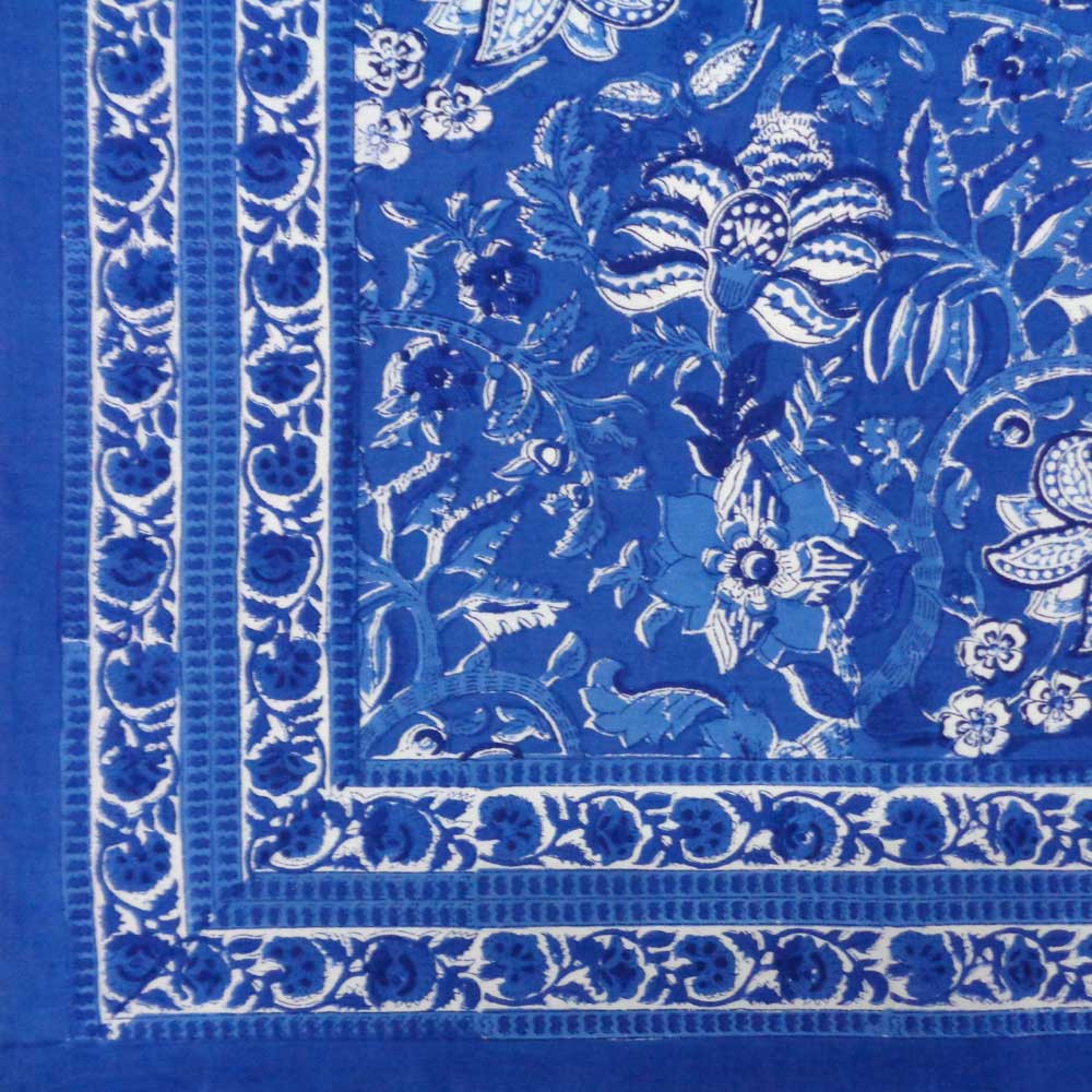 Hand Block Printed Cotton Tablecloth 150x220 cm  Anarkali Blue Gud 106797