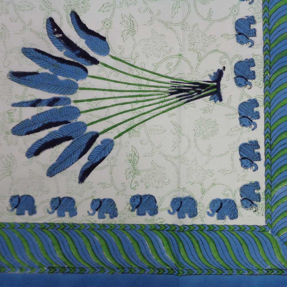 Hand Block Printed Cotton Tablecloth 150x220 cm  Banana Leaf 103707