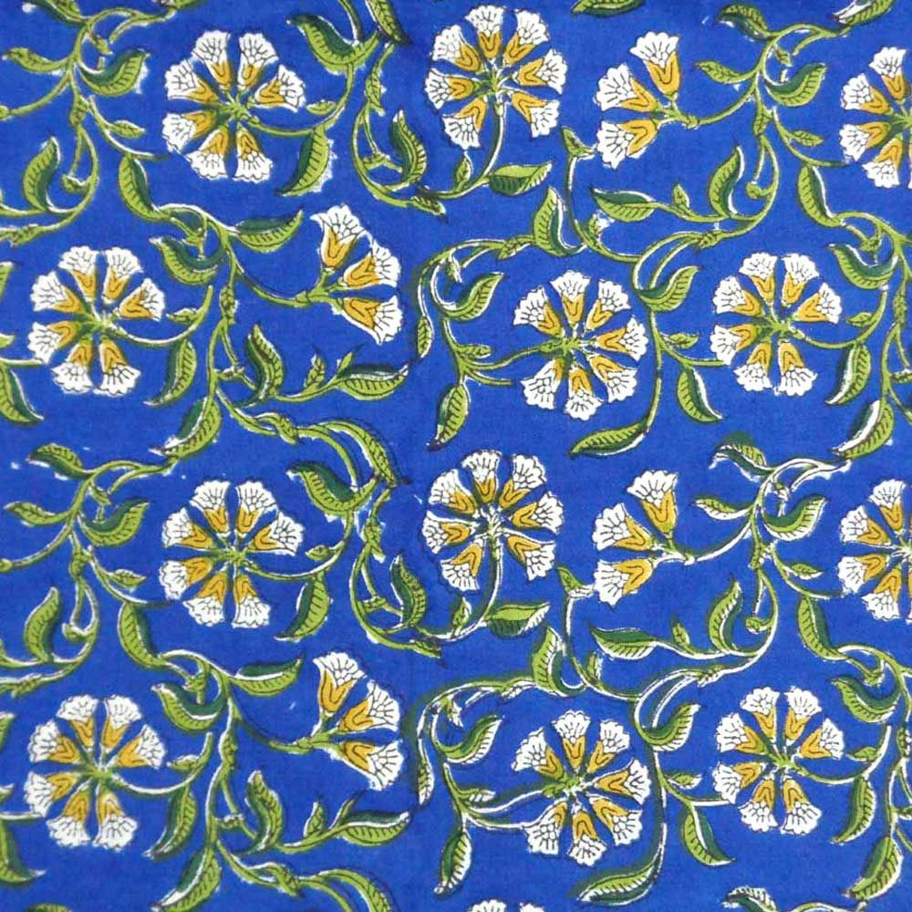 Hand Block Printed Cotton Tablecloth 150x220 cm  Chakri Blue Gud 102656