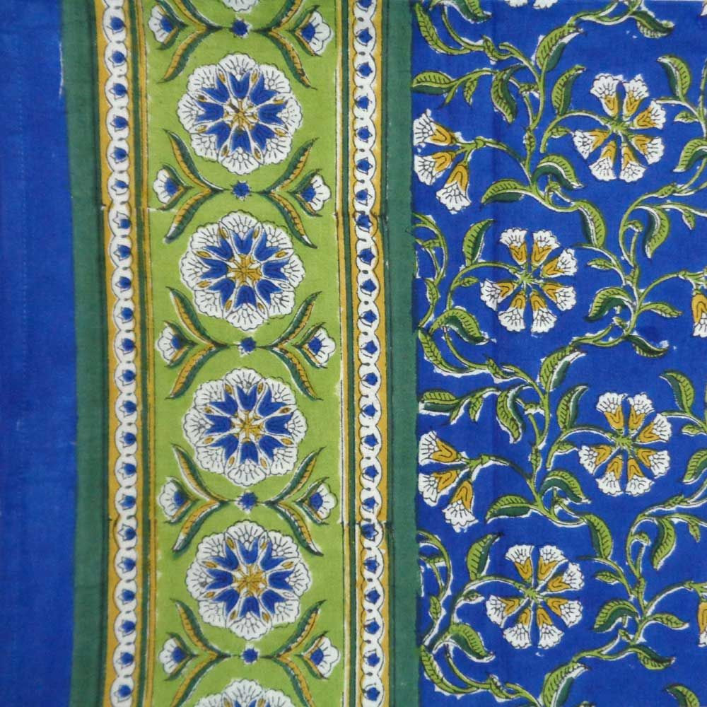 Hand Block Printed Cotton Tablecloth 150x220 cm Chakri Blue Gud 102656