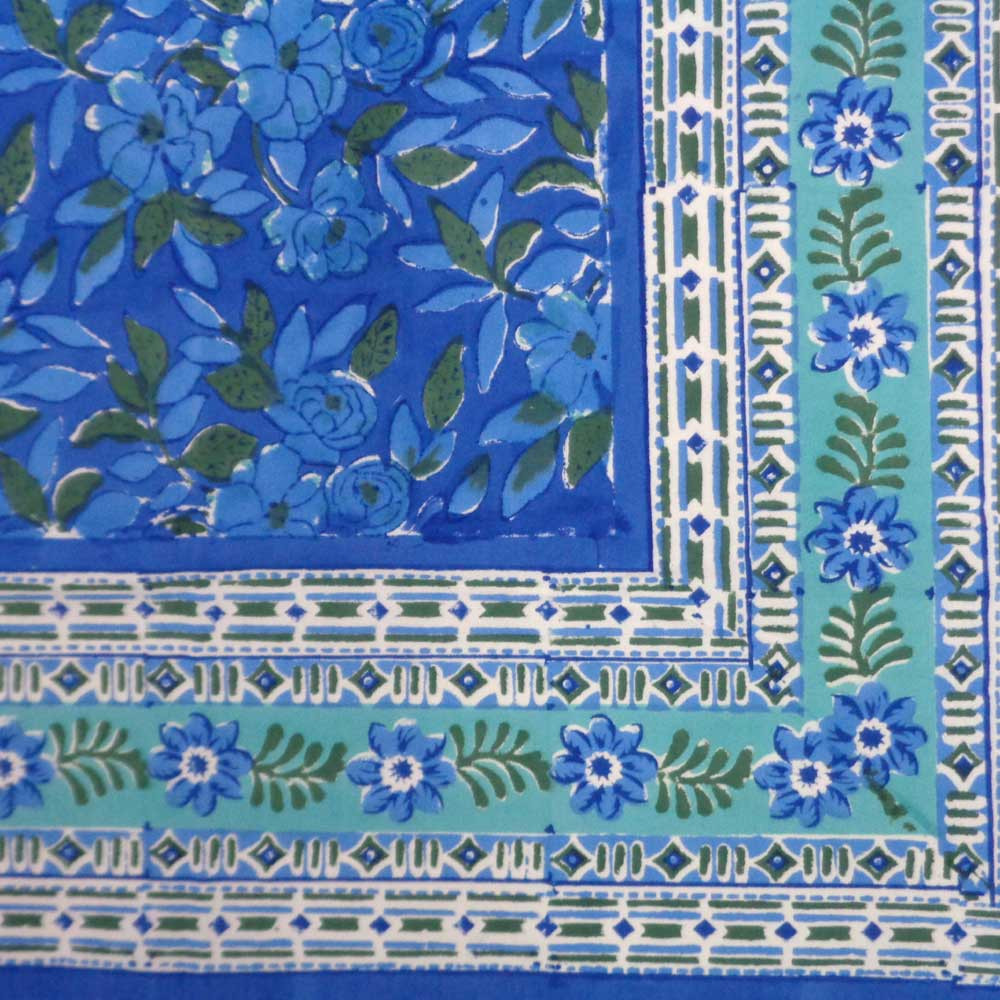 Hand Block Printed Cotton Tablecloth 150x220 cm  Flower Bush Marina 103712