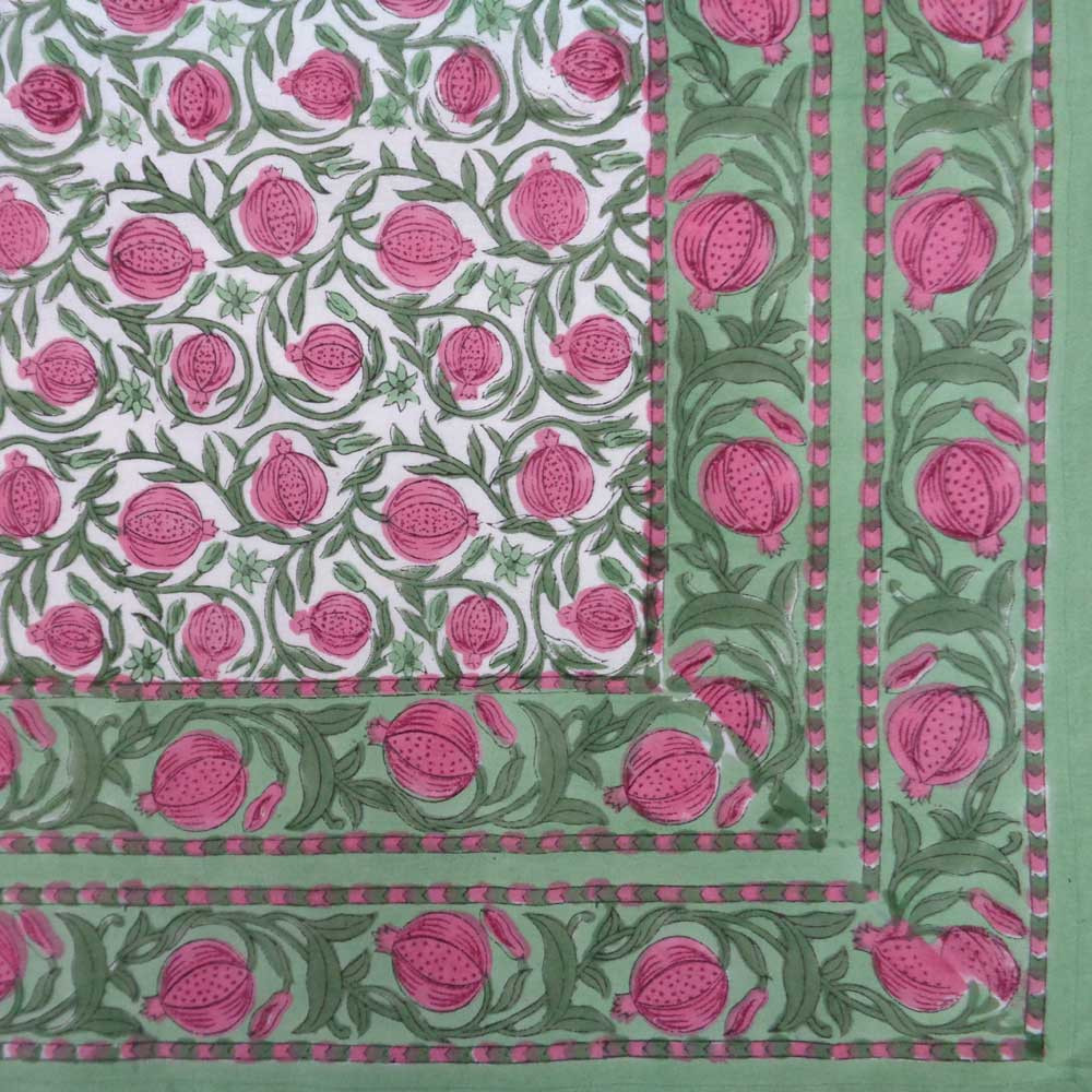 Hand Block Printed Cotton Tablecloth 150x220 cm  Poppy Flower 103623