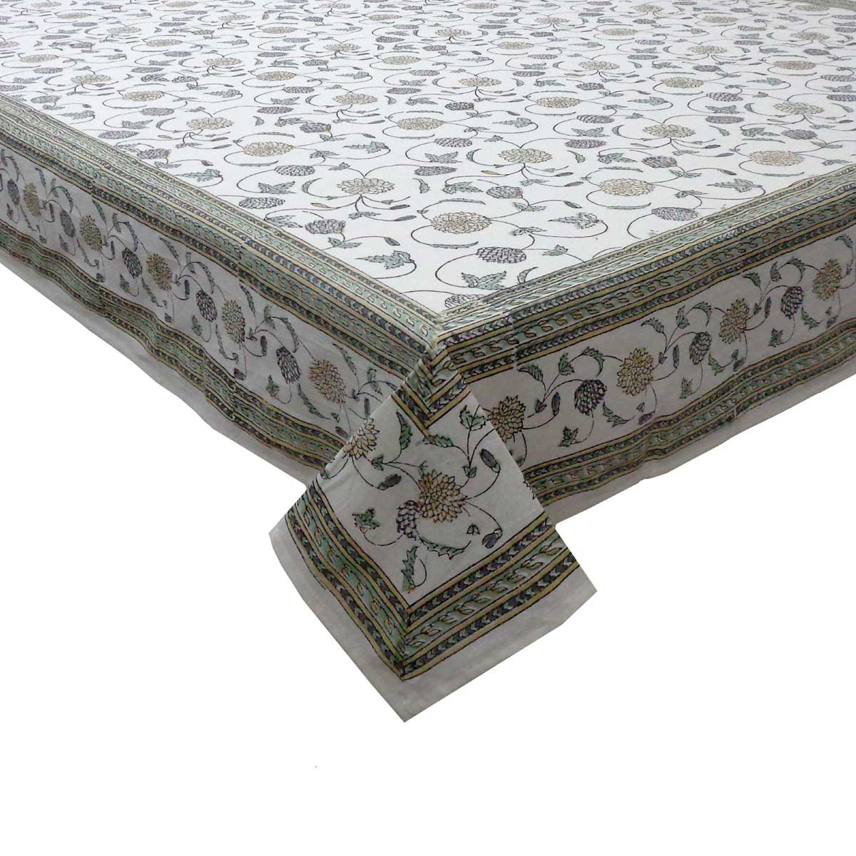Hand Block Printed Cotton Tablecloth 150x220 cms 504782