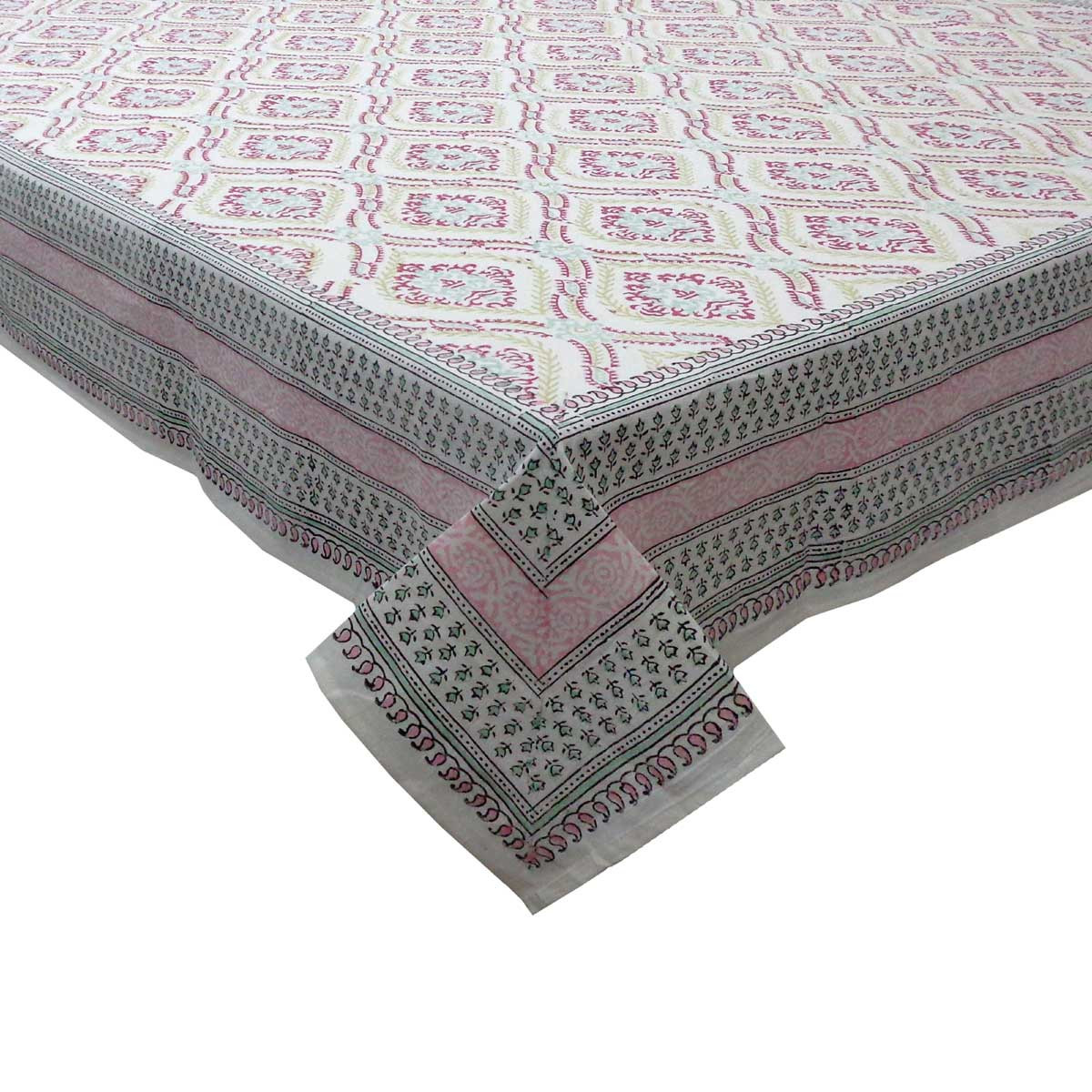 Hand Block Printed Cotton Tablecloth 150x220 cms   504826