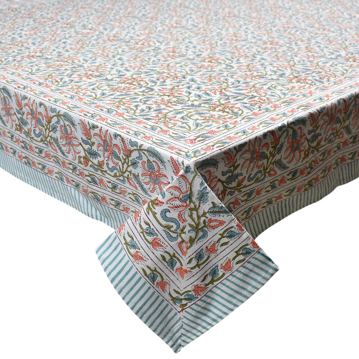 Hand Block Printed Cotton Tablecloth 150x220 cms  Berry Pink 106128