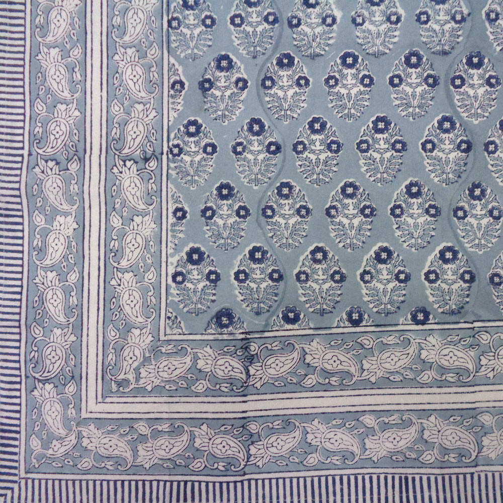 Hand Block Printed Cotton Tablecloth 150x220 cms Boota Starlight Patti Gud 202505