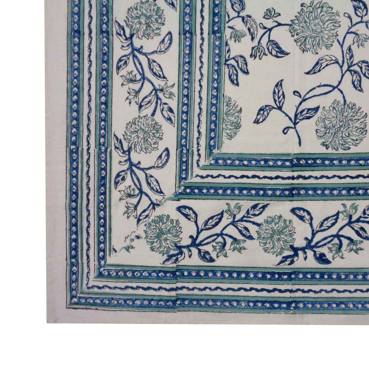 Hand Block Printed Cotton Tablecloth 150x220 cms Gopala Flower 504856