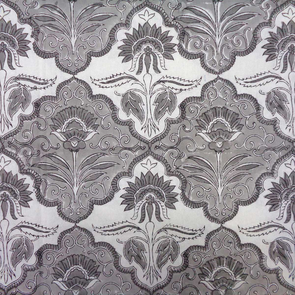 Hand Block Printed Cotton Tablecloth 150x220 cms  Grey Boota Patti 700684