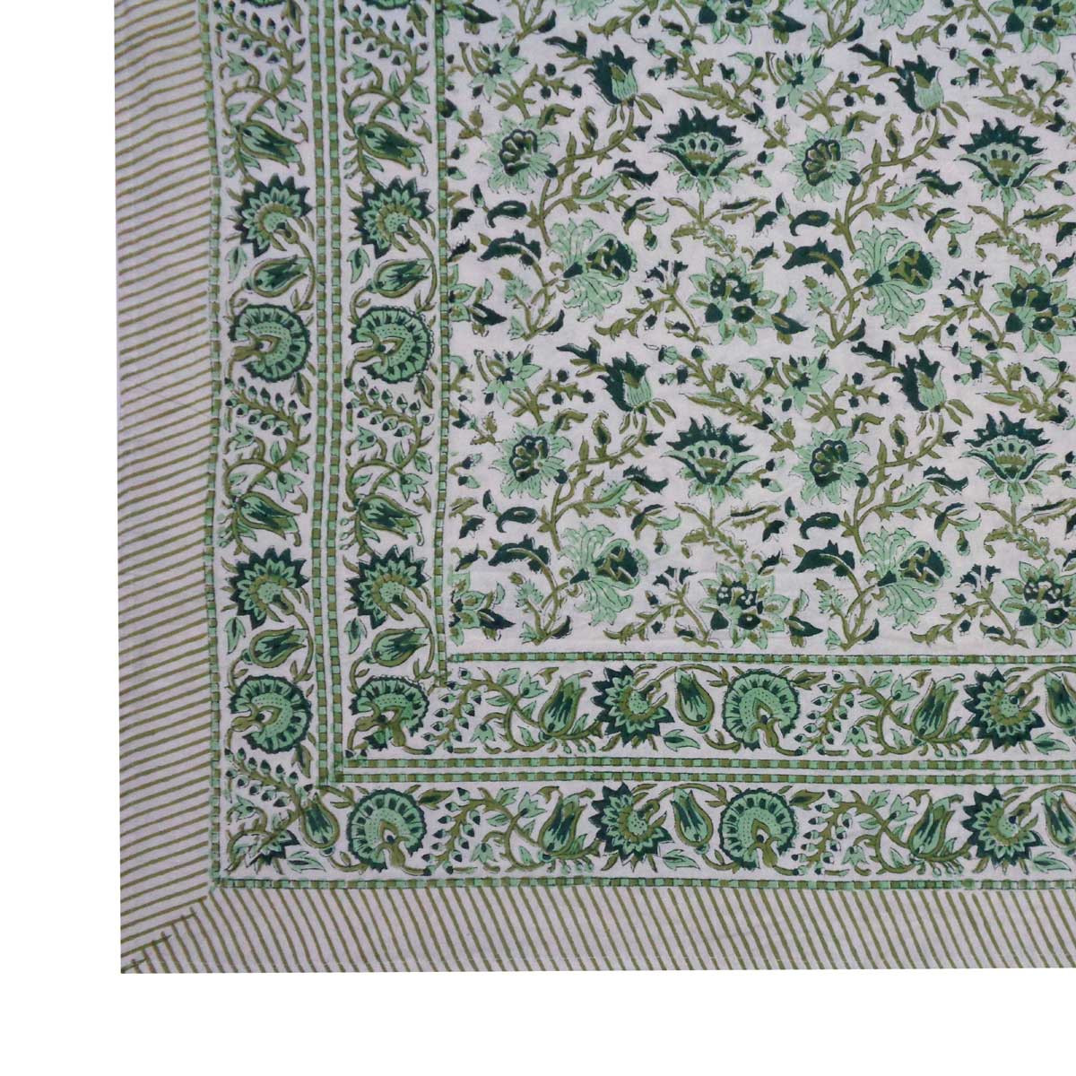 Hand Block Printed Cotton Tablecloth 150x220 cms  Hari Bagia Jaal 605170