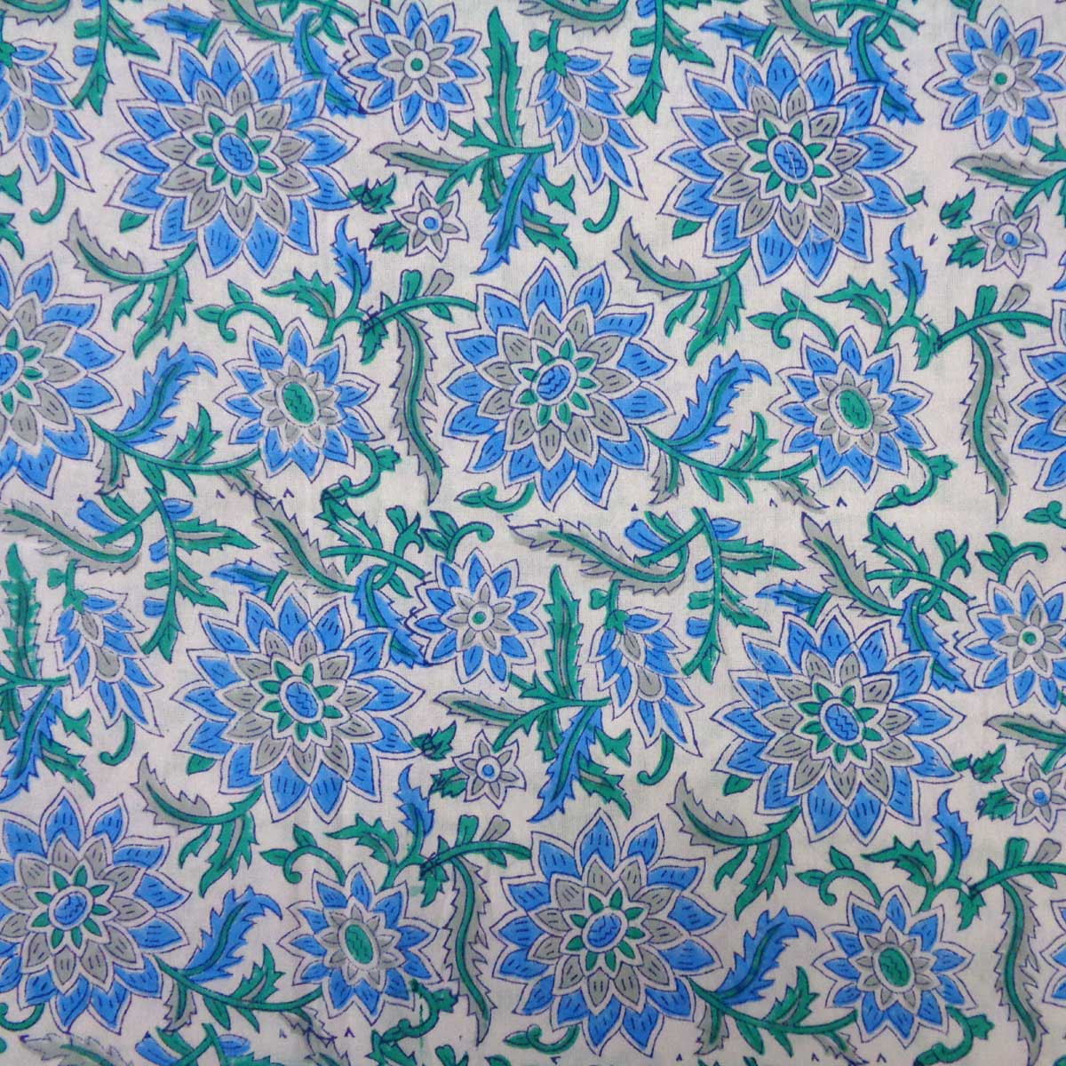 Hand Block Printed Cotton Tablecloth 150x220 cms Madhubala Aqua 122690