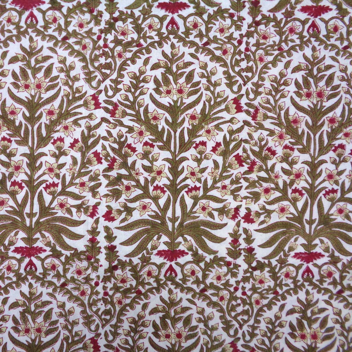 Hand Block Printed Cotton Tablecloth 150x220 cms Morris Flower Cumin 104130