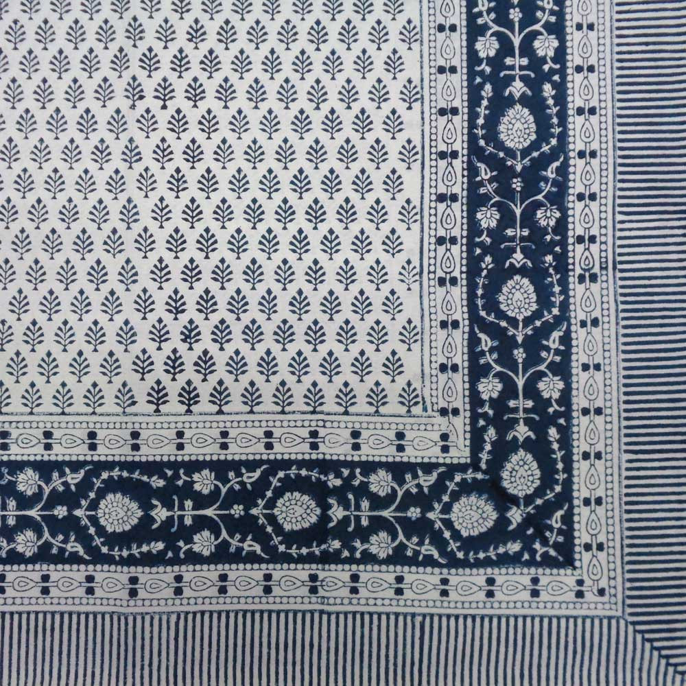 Hand Block Printed Cotton Tablecloth 150x220 cms Neem Majolika 102625