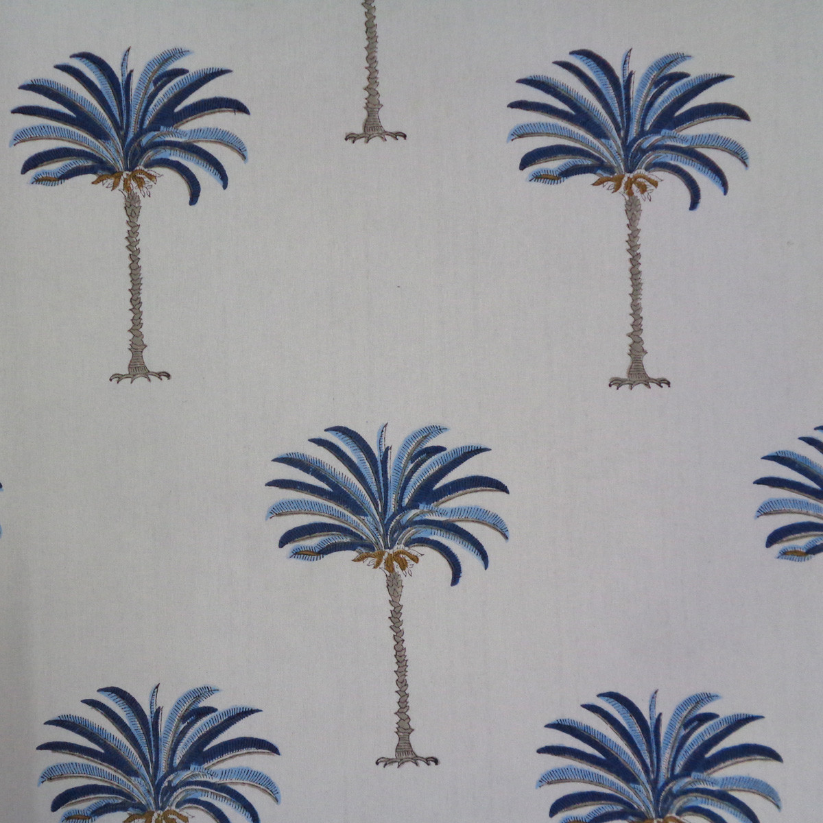 Hand Block Printed Cotton Tablecloth 150x220 cms Palm Tree Blue 109022