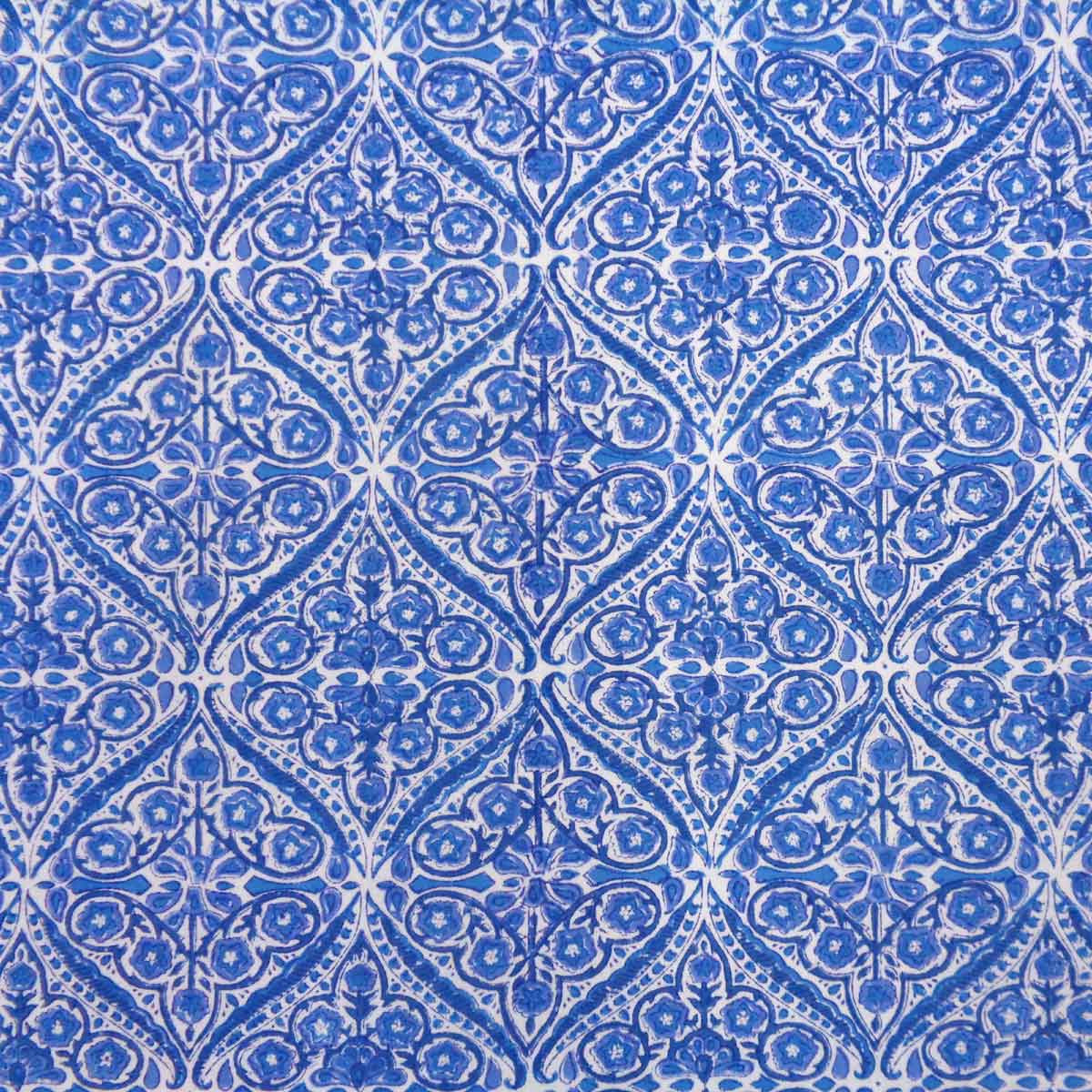 Hand Block Printed Cotton Tablecloth 150x220 cms Phool Chokri Nili 505055