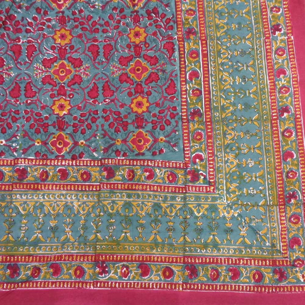 Hand Block Printed Cotton Tablecloth 150x220 cms  Phulwari Gud 103741